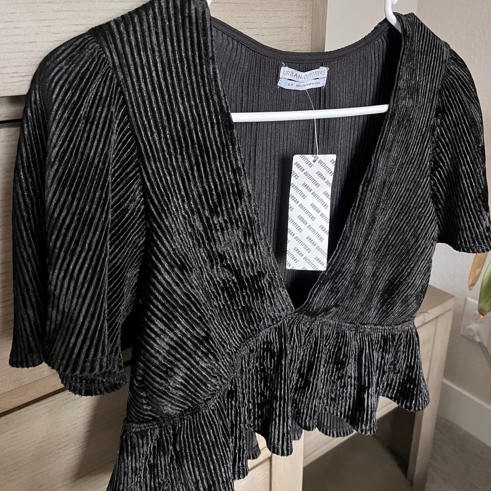 NWT Urban Outfitters Velvet Deep V Crop Top